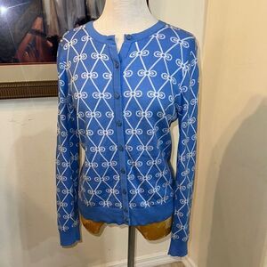 Charter Club Blue Cardigan with White Design Size Large